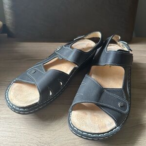 Finn Comfort Barbuda Womens Black Sandals Size 39/ US 8.5 Arch Support